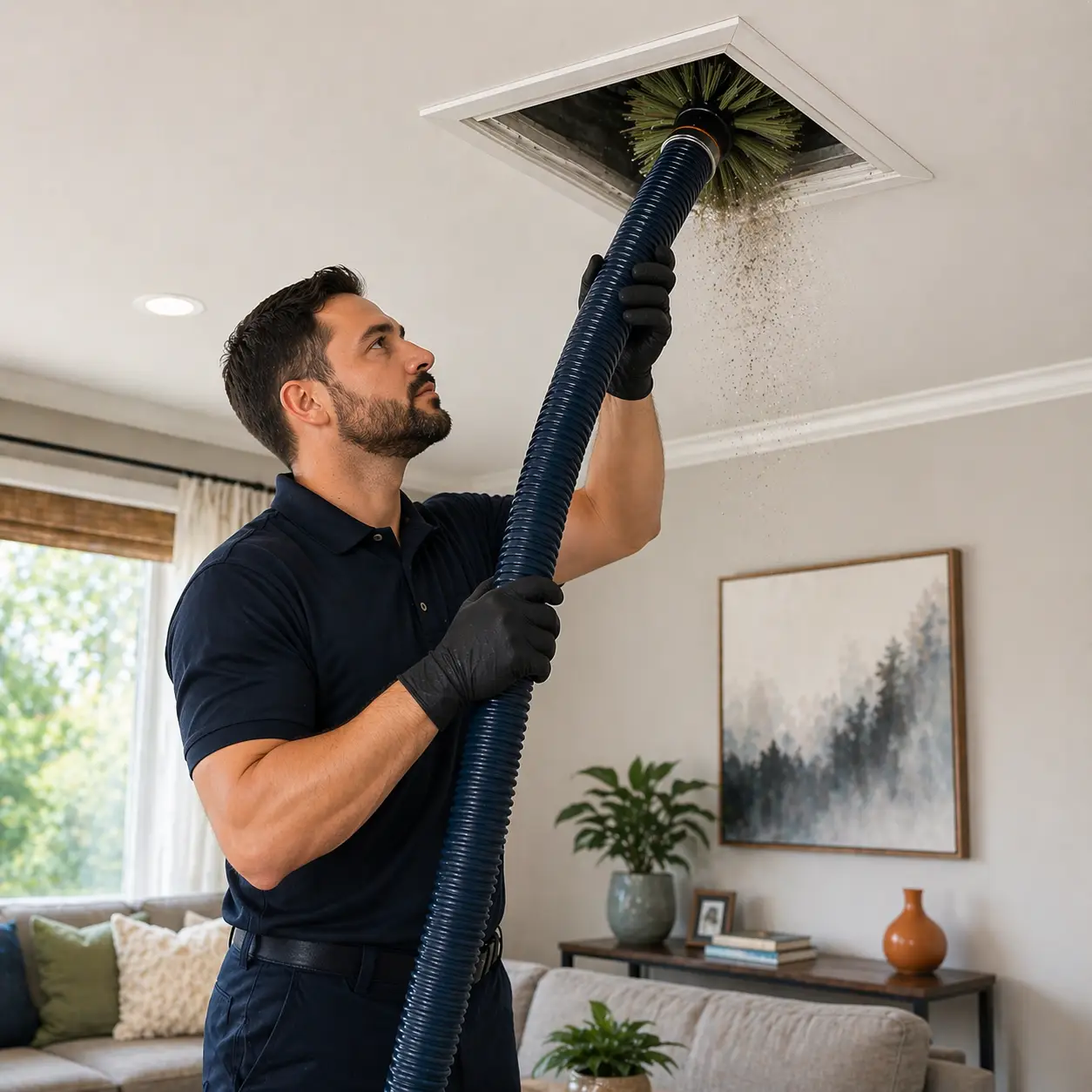 Air duct cleaning technician in Garland TX