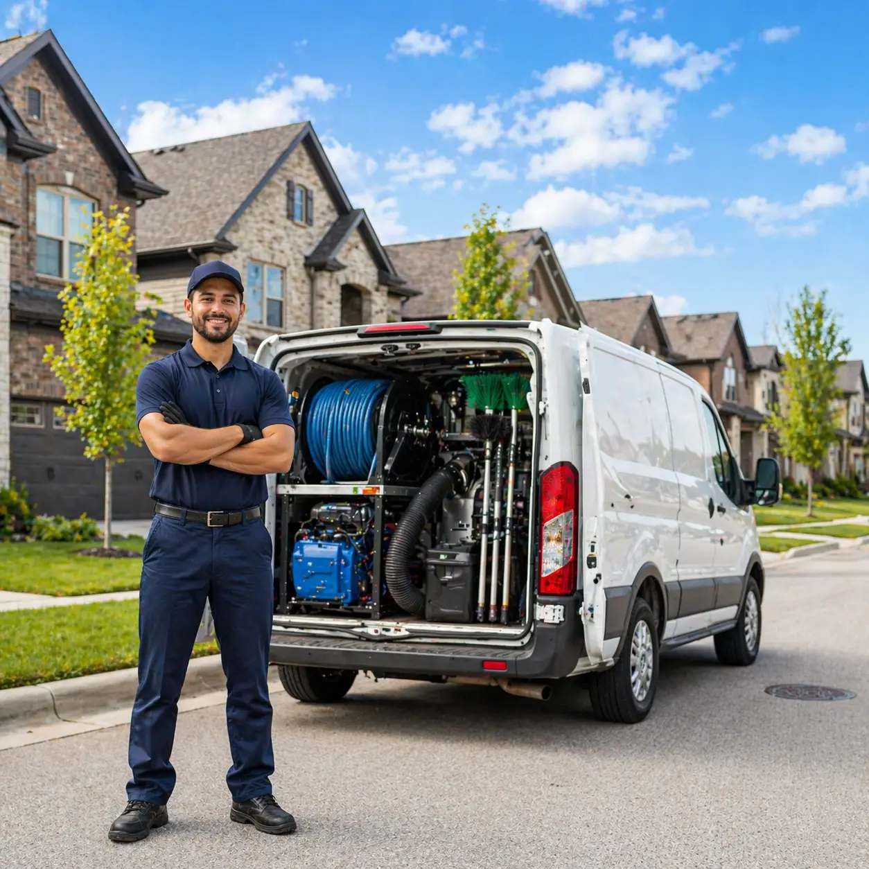 Air duct service van in Garland TX