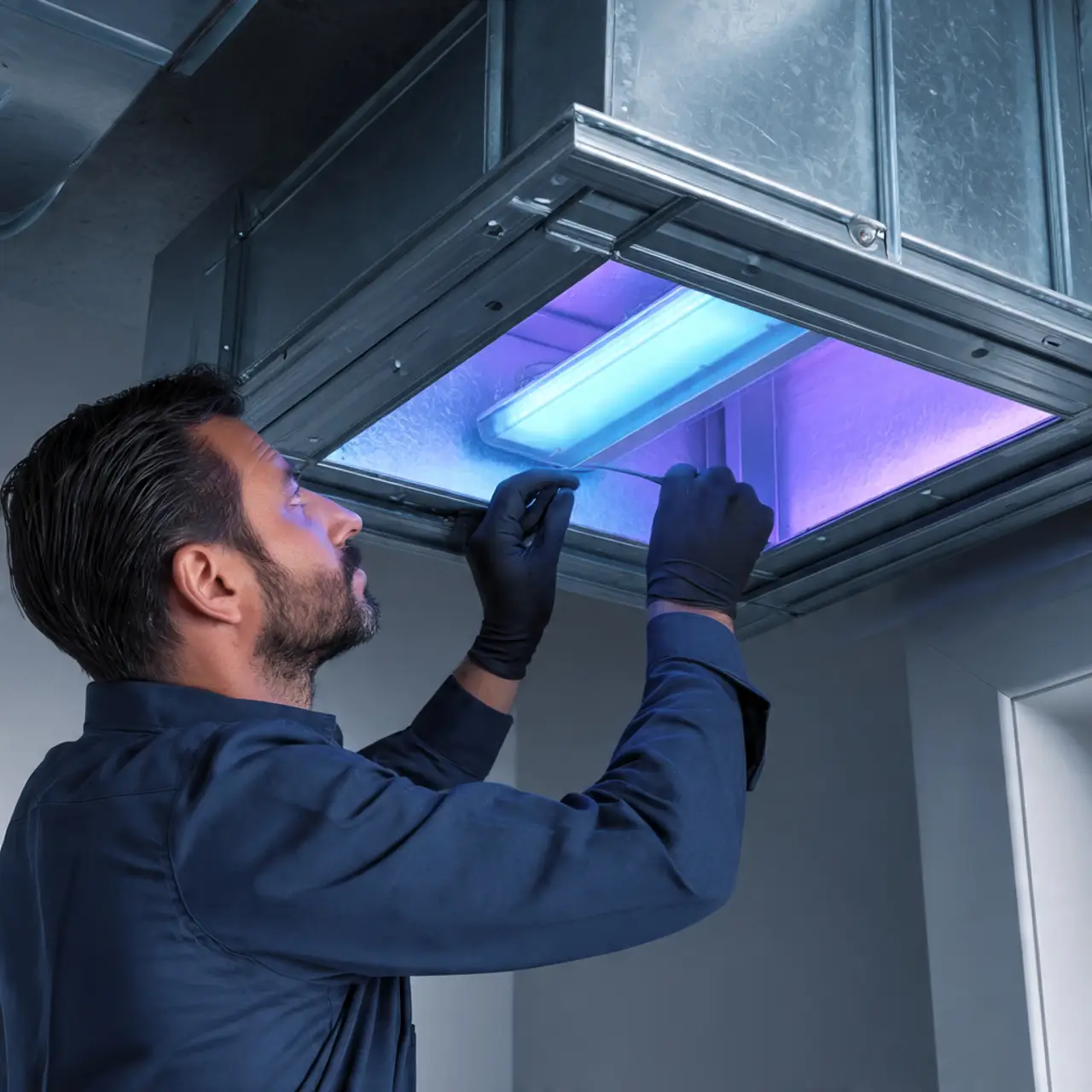 UV light air sanitizer installation